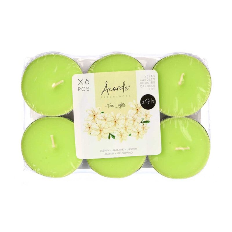 SET 6 TEA LIGHT MAXI 9 HOURS JASMINE