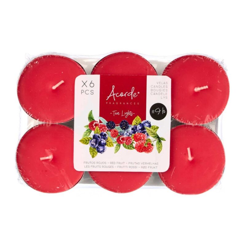 SET 6 TEA LIGHT MAXI 9 HOURS RED FRUITS