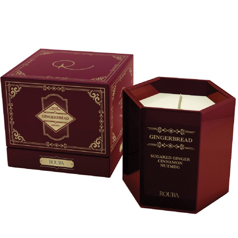 SCENTED RED HEXAGONAL GLASS GINGERBREAD