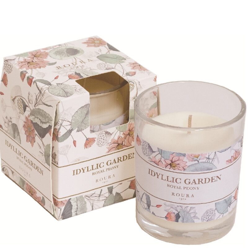 GLASS SCENTED CANDLE IDYLLIC GARDEN ROYAL PEONY