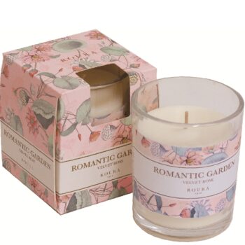 GLASS SCENTED CANDLE ROMANTIC GARDEN VELVET ROSE