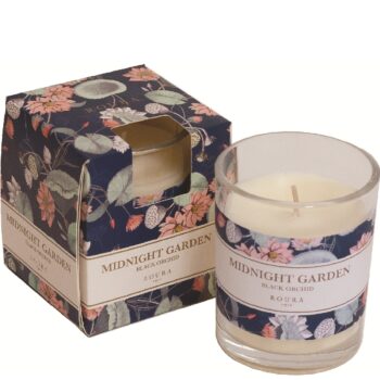 GLASS SCENTED CANDLE MIDNIGHT GARDEN BLACK ORCHID